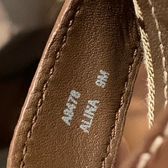 COACH Alina Brown Gold Signature Patchwork Platform Strappy Wedge Sandals 9 - Picture 2 of 2